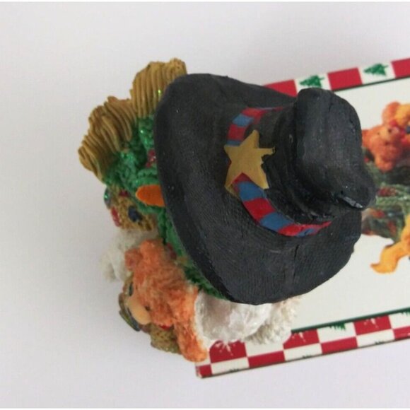 Vtg World Bazaars Holiday Collection Snowman Holding Teddy 7.5" Stocking Hanger - Picture 8 of 14